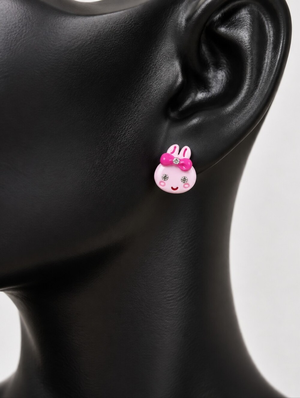 pink bunny stud earrings